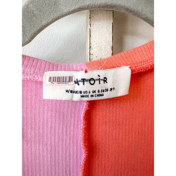 Atoir Pink Orange Colorblocked Saturn Dress Cocktail Long Sleeve Midi Bodycon - Picture 11 of 11